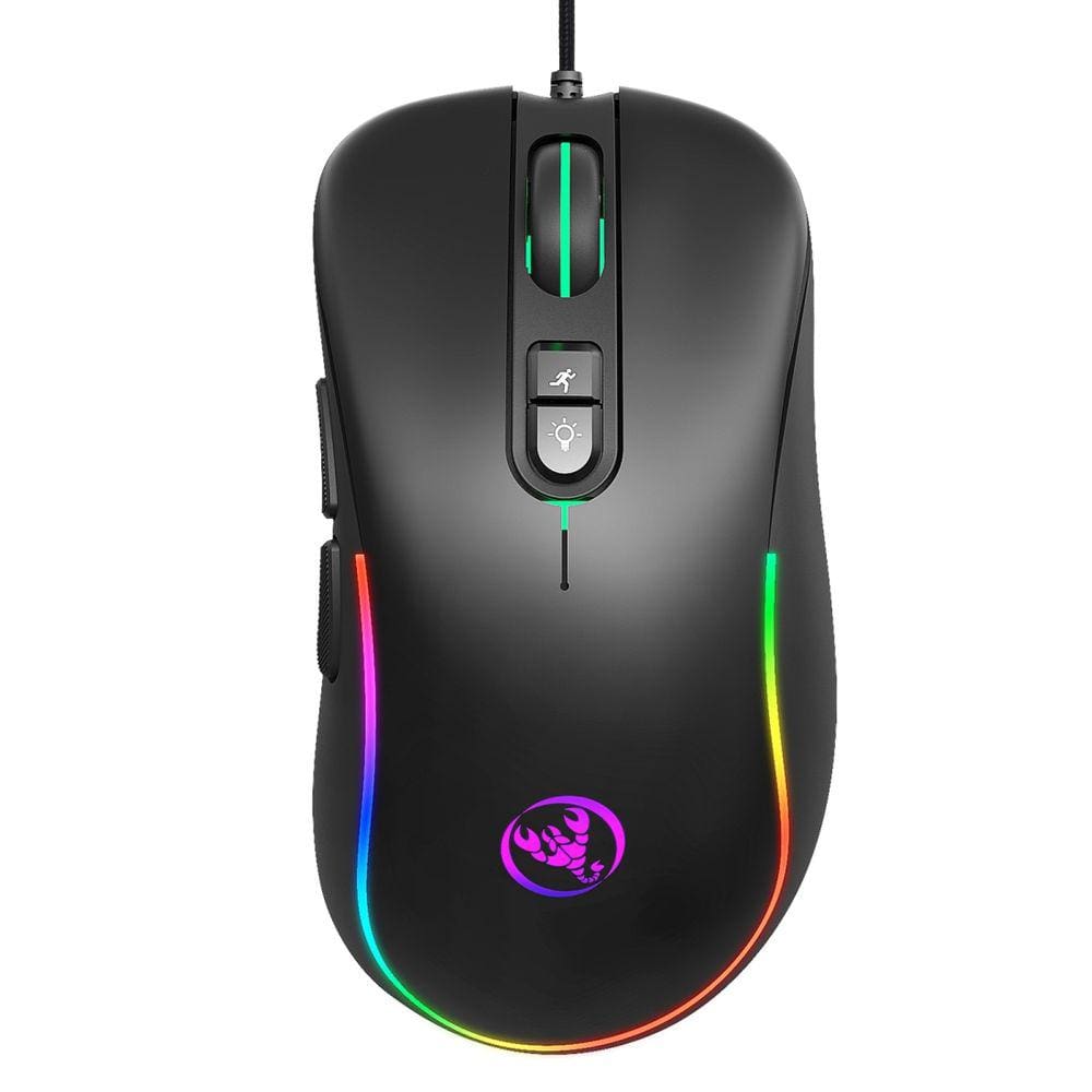 Mouse para jogos de 7 teclas com iluminação programável RGB com fio