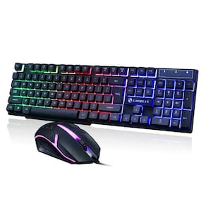 Led Teclado Brilhante Desktop Computer Mouse Mecânico com Fio