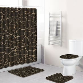 Conjunto de cortinas de chuveiro/tapete de banho com estampa de granulação de mármore, 4 unidades