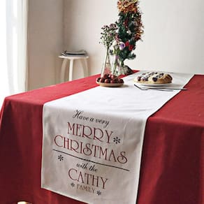 Decoração festiva de feliz Natal de algodão Table Runner