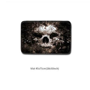 Conjunto de cortinas de chuveiro e tapetes de banho, caveira de Halloween, 4 peças