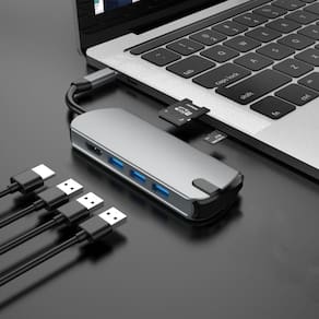 Dock de expansão HUB multifuncional tipo C/USB-C 6 em 1