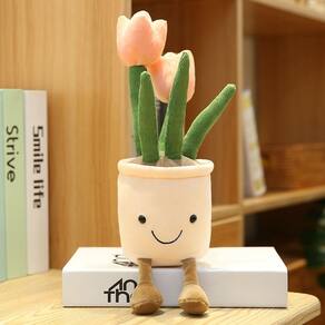35cm Lifelike Tulipas Plantas de pelúcia brinquedos prateleira decoração boneca macia
