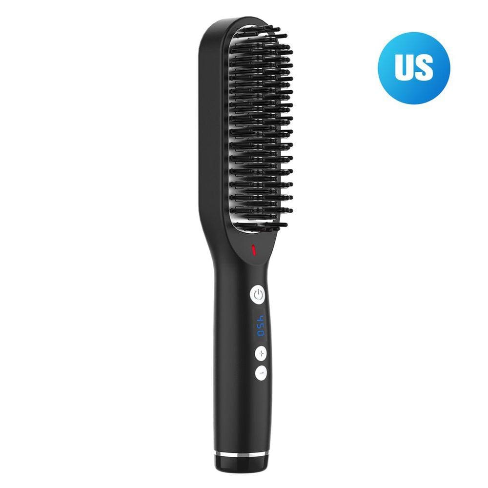Pente alisador de cerâmica - escova de cabelo preta