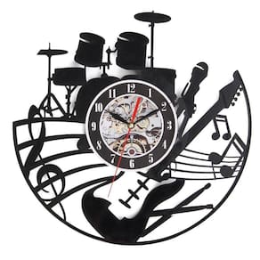 Relógio de parede Black Music Instruments Notes Design exclusivo