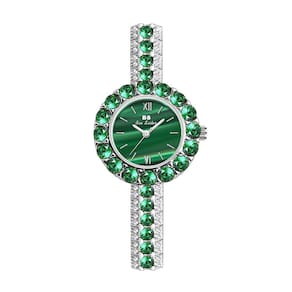 Assista BS Bee Sister Retro Malachite Textura Verde (Prata)