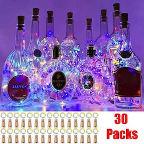 Luzes para garrafas de vinho, pacote com 30 LED, 10 LED, branco quente, Halloween