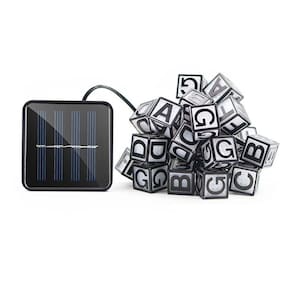 Lâmpada LED movida a energia solar, alfabeto inglês à prova d`água