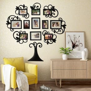 Conjunto de molduras para colagem de fotos Family Tree, 12 peças de acrílico preto