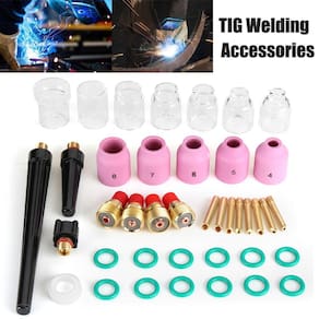 40pcs TIG soldagem gás lente tocha bico para vidro kit copo fo