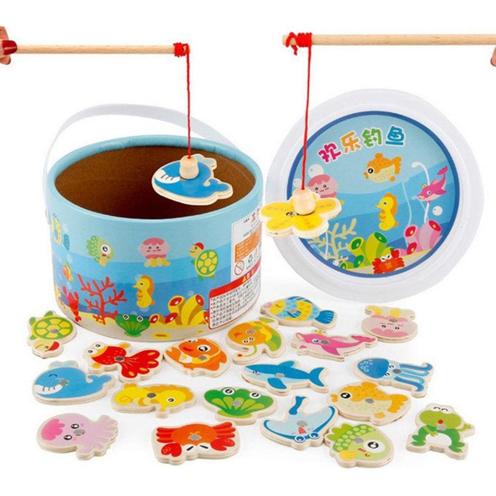 Conjunto de jogos de pesca Brinquedo de pesca de madeira com magnético para crianças