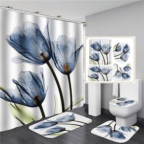 Cortina de chuveiro Tulips Lavender Hope impressa à prova d`água