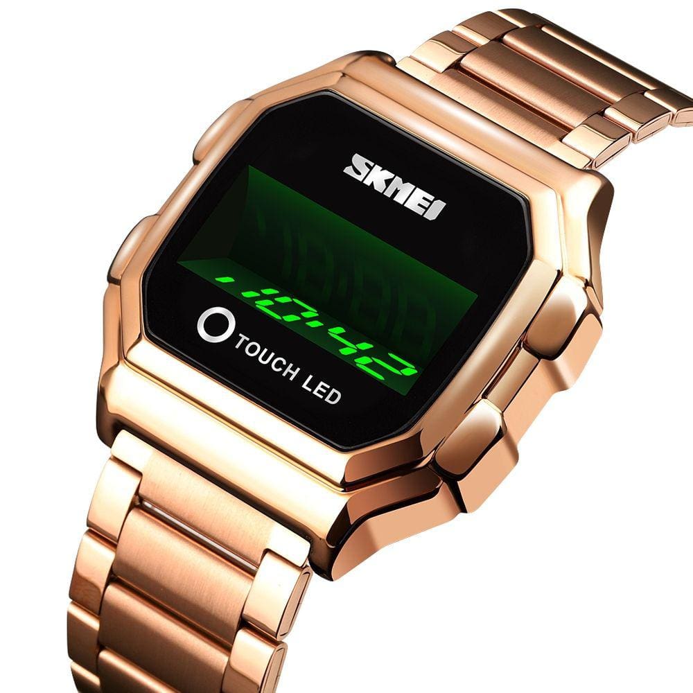 SKMEI 1650 relógio eletrônico com pulseira de aço (ouro rosa)