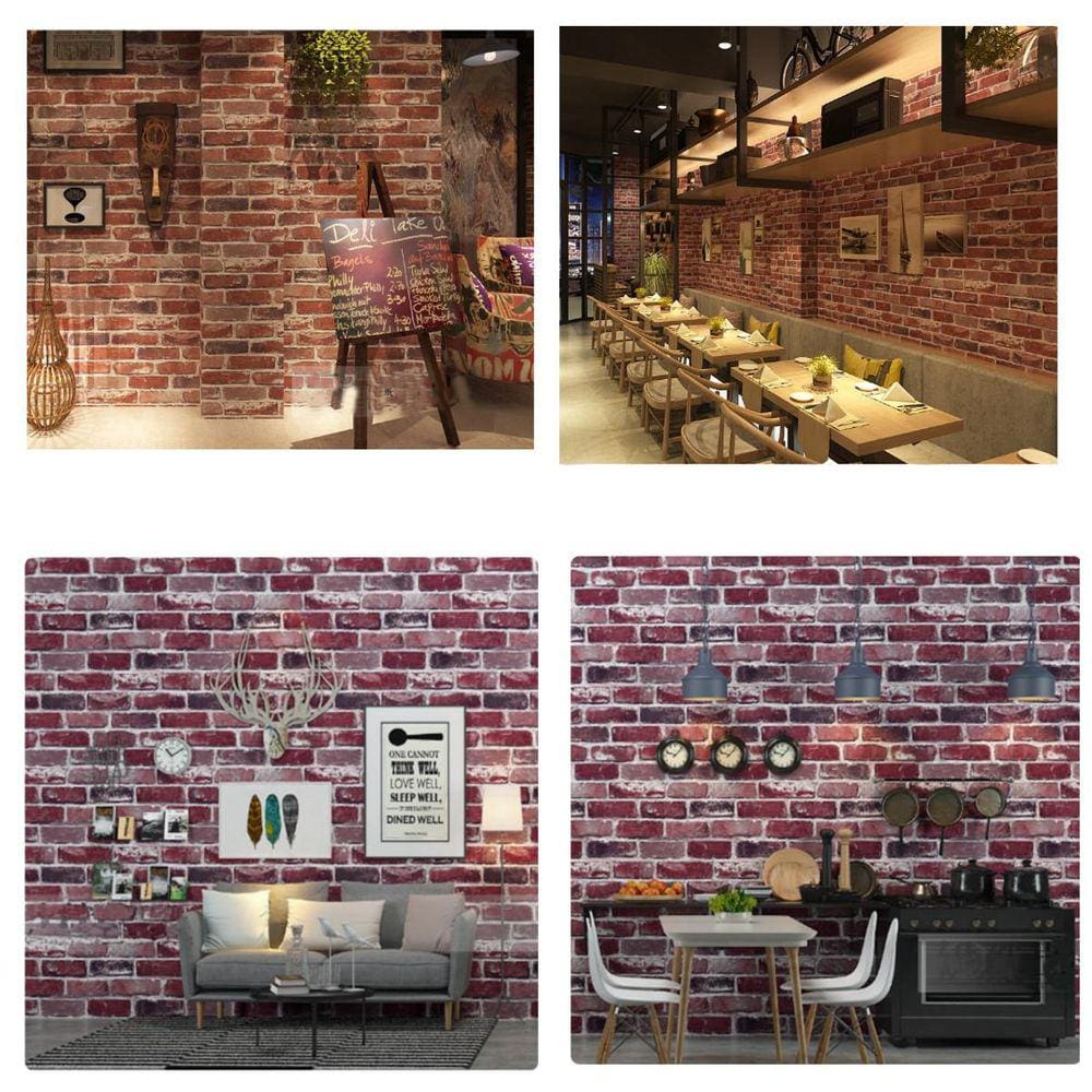 Adesivo de parede 3D Brick Pattern Vintage Style 53x1000cm PVC