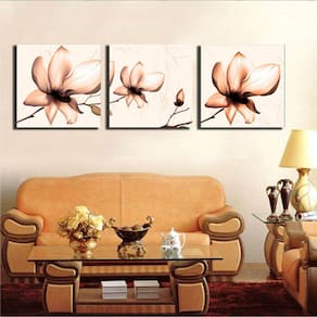 Imagem Decorativa 3 Peças Sem Moldura - Três Flores