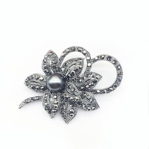 Senhoras elegantes Broche de laço preto Full Diamond Corsage Lenço C