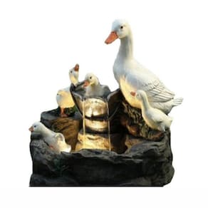 Fonte familiar de resina de energia solar Duck, decoração de pátio e jardim