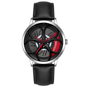 Relógio de quartzo oco 3D Sunda 1070 masculino, estilo: cinto (Sil vermelho