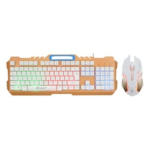 104Keys Wired Gaming Keyboard e Mouse Set (Branco)