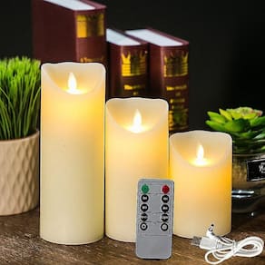 3pcs recarregável flareless velas luzes, velas led suaves