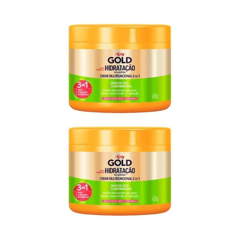 Creme De Tratamento Niely Gold 430G Agua Coco - Kit Com 2Un