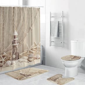 4pcs poliéster carimbo torre banheiro antiderrapante esteira set banho sh