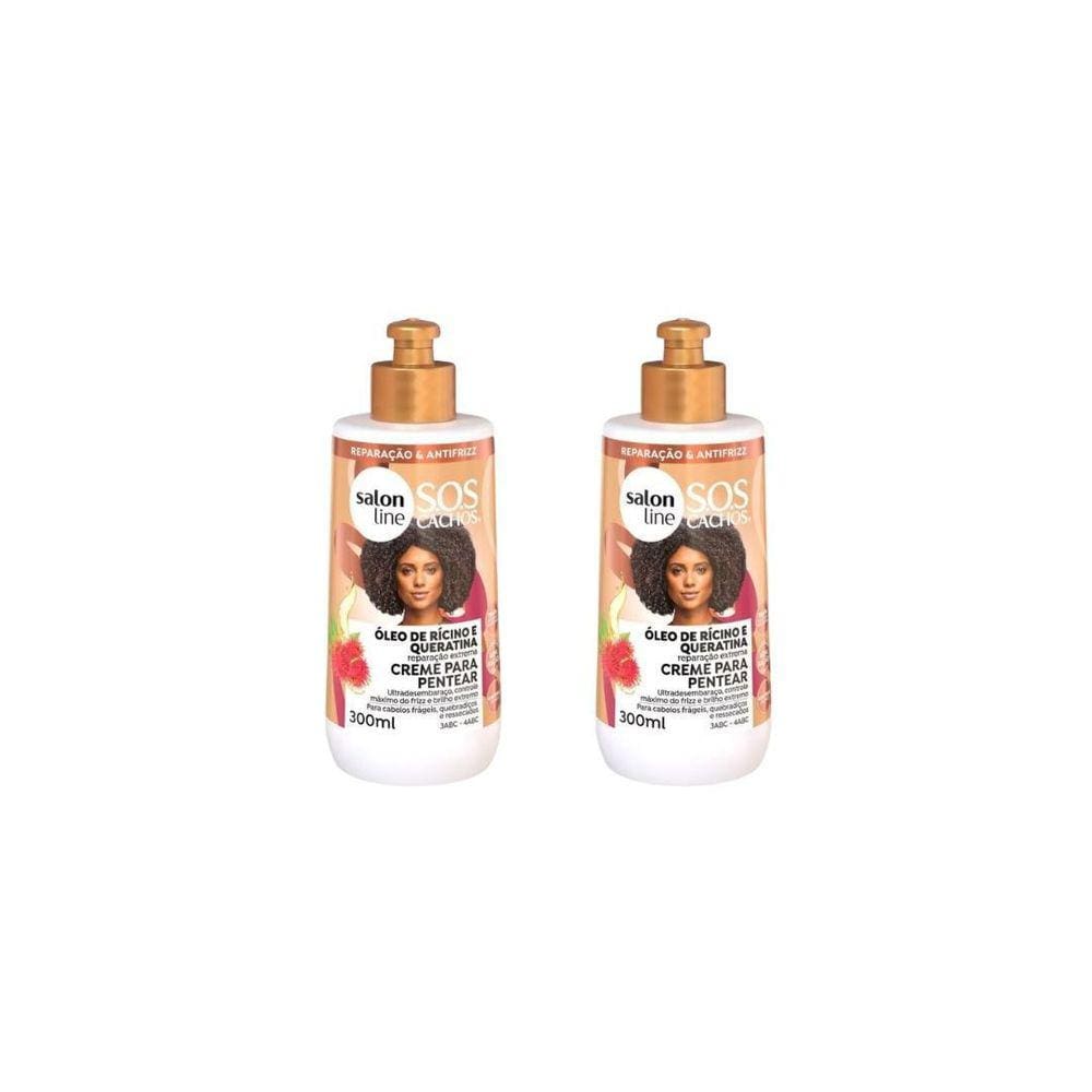 Creme Para Pentear Salon Line 300Ml Sos Ricino Queratina-2Un