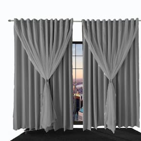 Cortina Blackout 5,10X2,70 Sala E Quarto Blecaute Ana Cinza