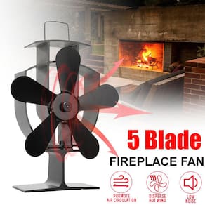 Fogão a lenha 5Leaves Aquecedor Eco Fan Heat Lareira Preto