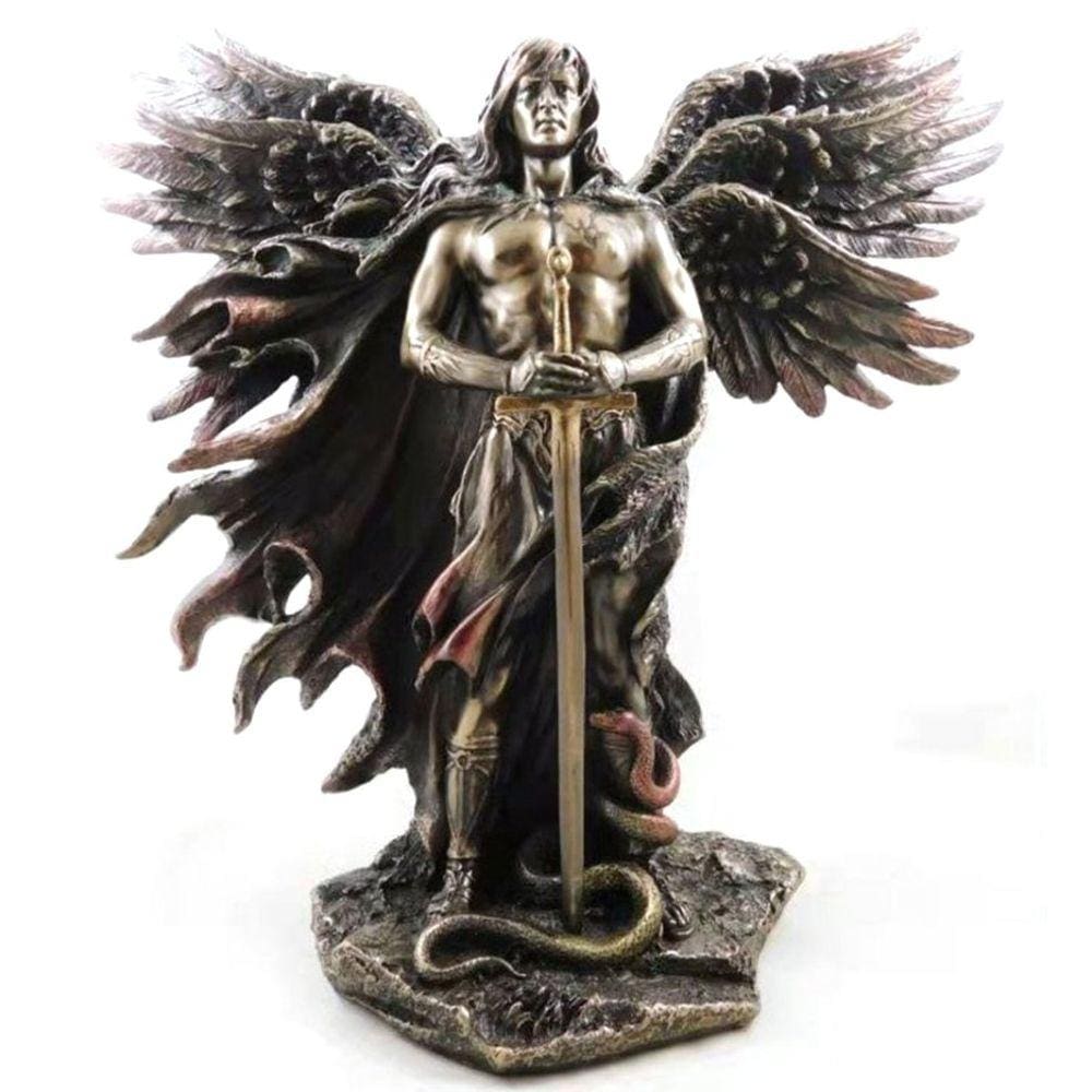 Estátua de resina Seriphim Anjo de Seis Asas Bronzeada 15cm