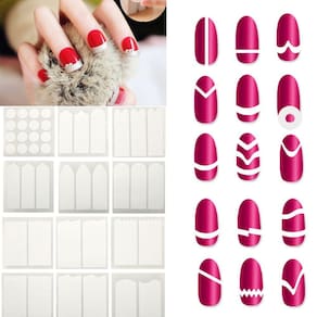 Adesivo de unhas para manicure francesa, 18 peças, branco com padrões aleatórios