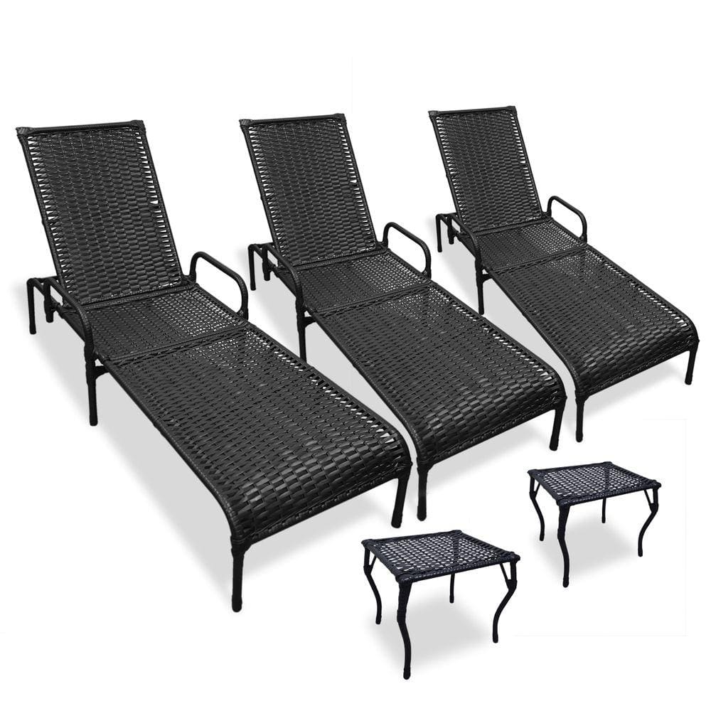 Kit 3 Espreguiçadeiras para Piscina Catar + 2 mesas