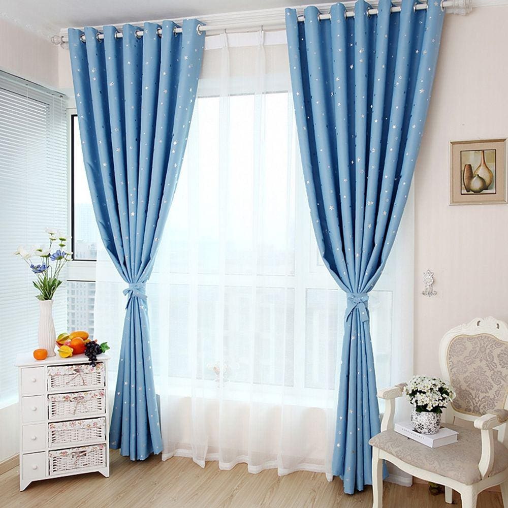 Blackout cortina estrelas padrão 100*130cm 1pcs céu azul
