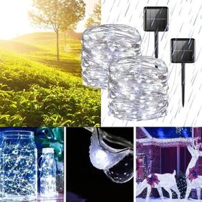 2pcs decorativo levou tira de Natal levou luzes solares outdoo
