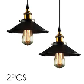 2pcs retro pendente lâmpada industrial de teto de metal Ø22cm