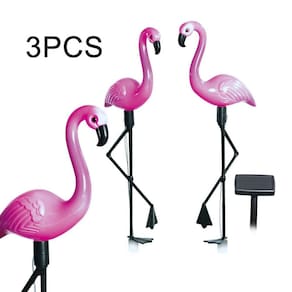 Lâmpada impermeável Flamingo Lawn 3pcs LED Jardim Solar Powered