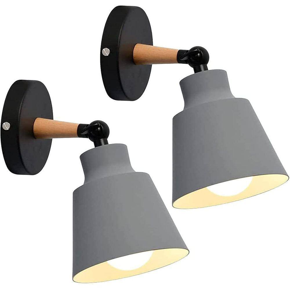 2pcs arandela de parede moderna lâmpadas de parede e27 cinza