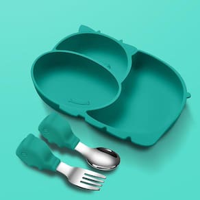 Prato de jantar para crianças com ventosa antiderrapante silicone hipopótamo B