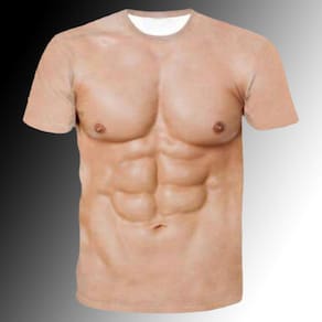 Engraçado 3D Padrão Corporal MuscleTshirt Manga Curta Homens N