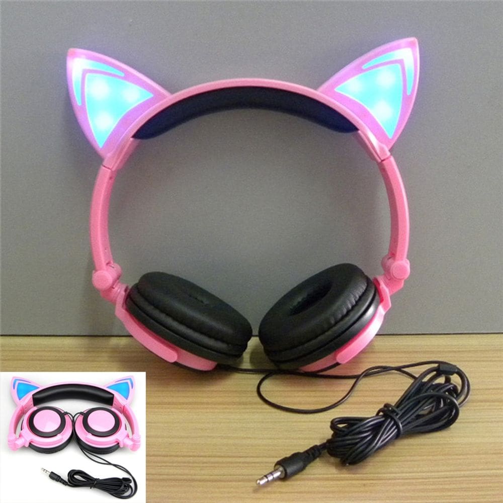 Fones de ouvido estéreo Cat Led Light Foldable Headphone