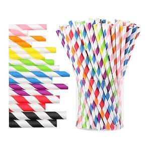 300 Pack Canudos de papel biodegradáveis Canudos de beber Mixed Co