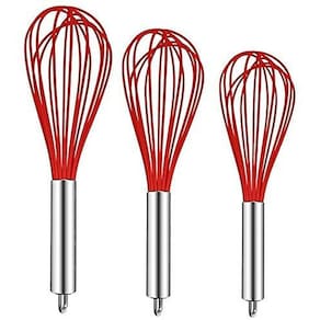Silicone Whisk Aço Inoxidável e Silicone Non-Stick Coatin