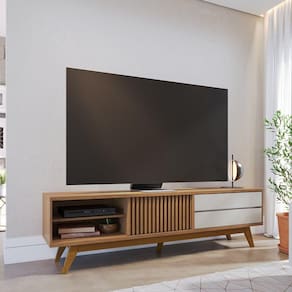 Rack para Tv até 75 Polegadas 1 Porta 2 Gavetas Veneza Freijó/Off White Matte