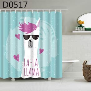 Alpaca Padrão Banho Cortina Cartoon Poliéster Waterproof Sho