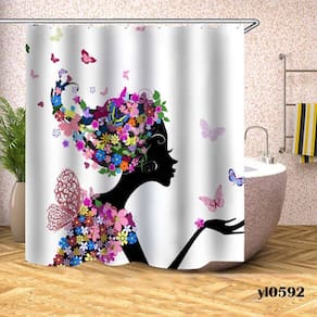 Flor Fairy chuveiro cortina impermeável cartoon menina banheiro