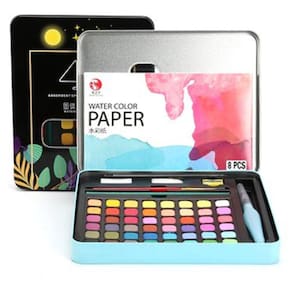 Aquarelas Pincel Recarregável Case 48 Cores Preto