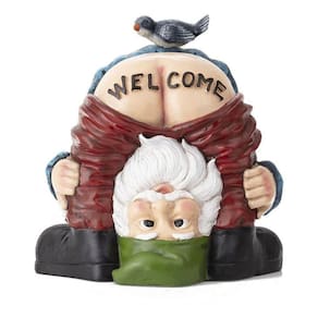 Gnomo de boas-vindas engraçado com pássaros estátua brincadeira anão decorativo