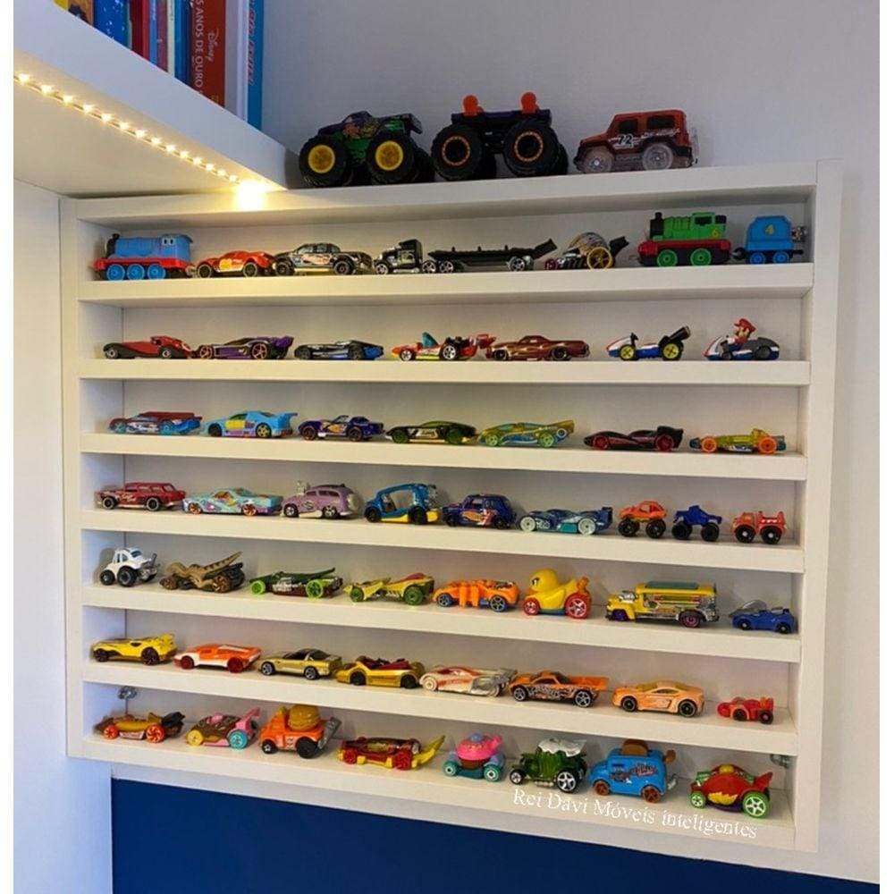 Organizador de Colecionáveis mdf Branco 63x60x10 com Fundo