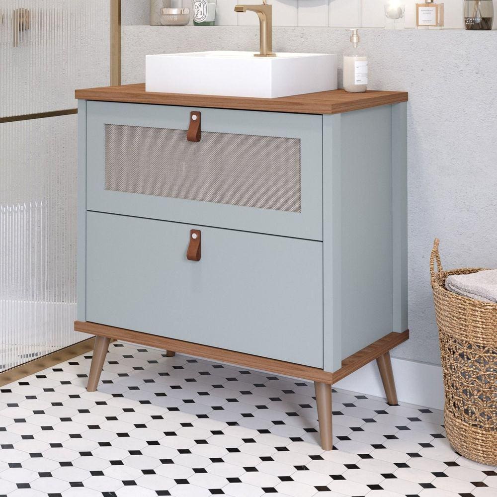 Gabinete para Banheiro com Cuba Mily Espresso Móveis Pistache