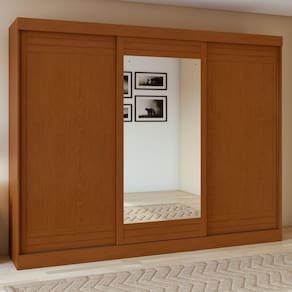 Guarda-roupa 3 Portas 4 Gavetas Nice com Espelho Frassino/Off White/Frassino